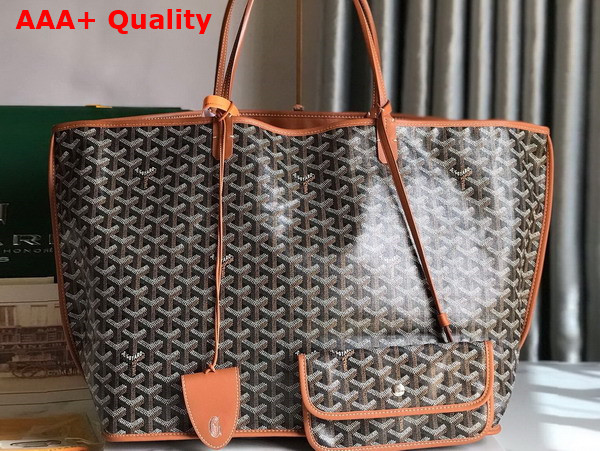 Goyard Anjou GM Bag in Black and Tan Chevroches Calfskin and Goyardine Canvas Replica