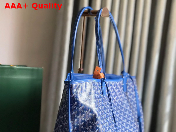 Goyard Anjou GM Bag in Blue Chevroches Calfskin and Goyardine Canvas Replica