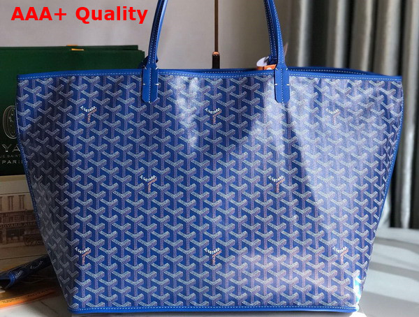 Goyard Anjou GM Bag in Blue Chevroches Calfskin and Goyardine Canvas Replica