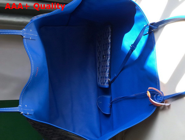 Goyard Anjou GM Bag in Blue Chevroches Calfskin and Goyardine Canvas Replica