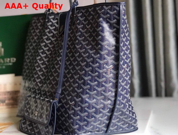 Goyard Anjou GM Bag in Navy Chevroches Calfskin and Goyardine Canvas Replica