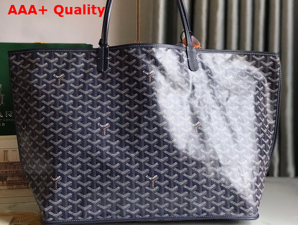 Goyard Anjou GM Bag in Navy Chevroches Calfskin and Goyardine Canvas Replica