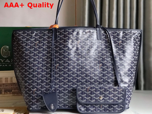 Goyard Anjou GM Bag in Navy Chevroches Calfskin and Goyardine Canvas Replica