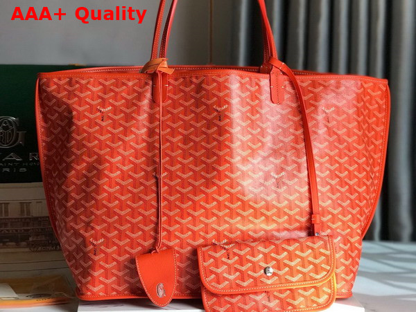 Goyard Anjou GM Bag in Orange Chevroches Calfskin and Goyardine Canvas Replica