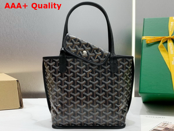 Goyard Anjou Mini Bag in Black Chevroches Calfskin and Goyardine Canvas Replica