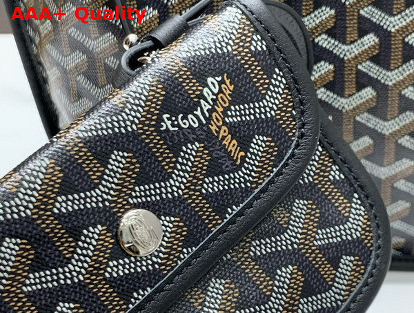 Goyard Anjou Mini Bag in Black Chevroches Calfskin and Goyardine Canvas Replica