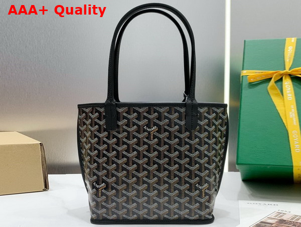 Goyard Anjou Mini Bag in Black Chevroches Calfskin and Goyardine Canvas Replica