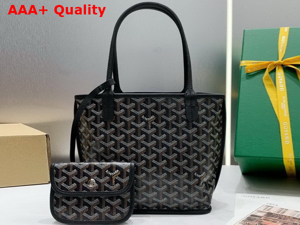 Goyard Anjou Mini Bag in Black Chevroches Calfskin and Goyardine Canvas Replica