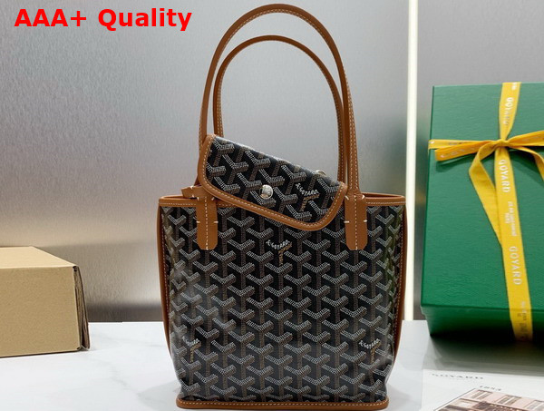 Goyard Anjou Mini Bag in Black and Tan Chevroches Calfskin and Goyardine Canvas Replica