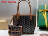 Goyard Anjou Mini Bag in Black and Tan Chevroches Calfskin and Goyardine Canvas Replica