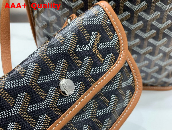 Goyard Anjou Mini Bag in Black and Tan Chevroches Calfskin and Goyardine Canvas Replica