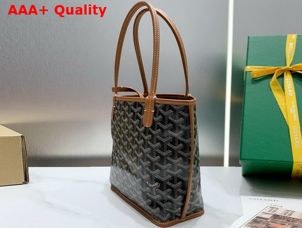 Goyard Anjou Mini Bag in Black and Tan Chevroches Calfskin and Goyardine Canvas Replica