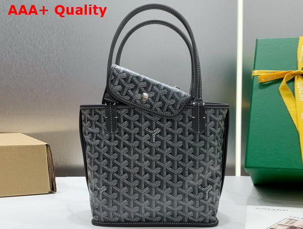 Goyard Anjou Mini Bag in Gray Chevroches Calfskin and Goyardine Canvas Replica