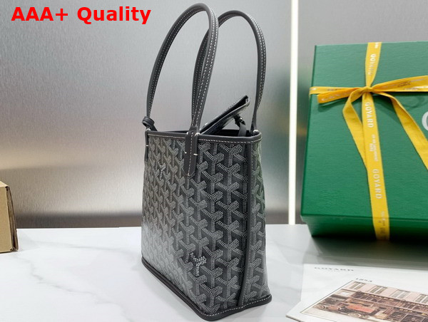 Goyard Anjou Mini Bag in Gray Chevroches Calfskin and Goyardine Canvas Replica