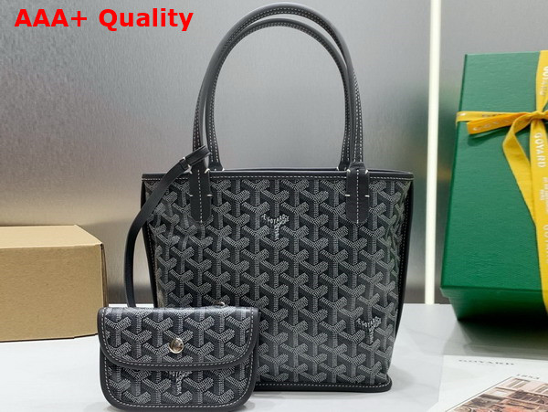 Goyard Anjou Mini Bag in Gray Chevroches Calfskin and Goyardine Canvas Replica