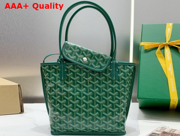 Goyard Anjou Mini Bag in Green Chevroches Calfskin and Goyardine Canvas Replica