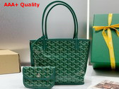 Goyard Anjou Mini Bag in Green Chevroches Calfskin and Goyardine Canvas Replica