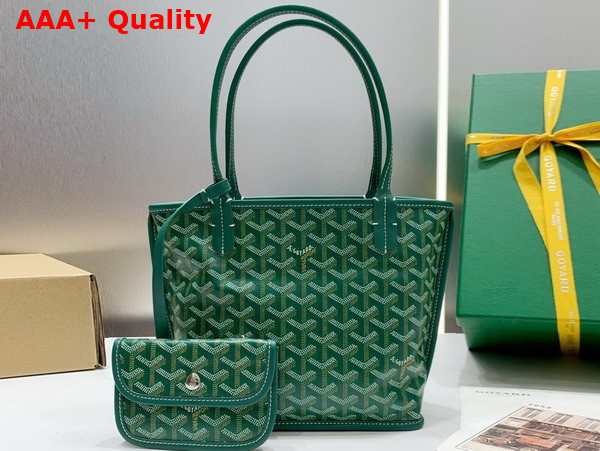 Goyard Anjou Mini Bag in Green Chevroches Calfskin and Goyardine Canvas Replica