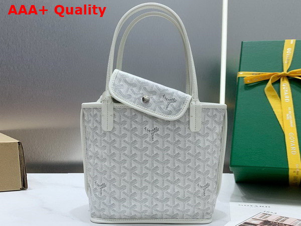 Goyard Anjou Mini Bag in White Chevroches Calfskin and Goyardine Canvas Replica