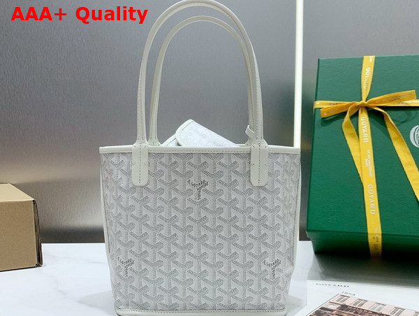 Goyard Anjou Mini Bag in White Chevroches Calfskin and Goyardine Canvas Replica