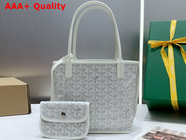 Goyard Anjou Mini Bag in White Chevroches Calfskin and Goyardine Canvas Replica