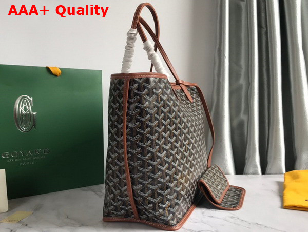 Goyard Anjou PM Bag in Black and Tan Chevroches Calfskin and Goyardine Canvas Replica