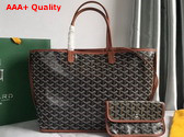 Goyard Anjou PM Bag in Black and Tan Chevroches Calfskin and Goyardine Canvas Replica