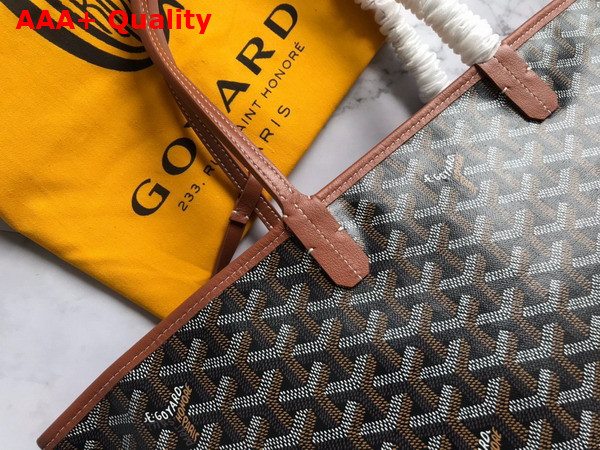 Goyard Anjou PM Bag in Black and Tan Chevroches Calfskin and Goyardine Canvas Replica