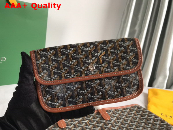 Goyard Anjou PM Bag in Black and Tan Chevroches Calfskin and Goyardine Canvas Replica