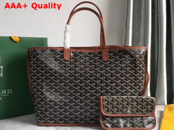 Goyard Anjou PM Bag in Black and Tan Chevroches Calfskin and Goyardine Canvas Replica