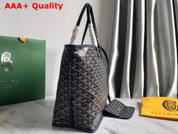 Goyard Anjou PM Bag in Navy Chevroches Calfskin and Goyardine Canvas Replica