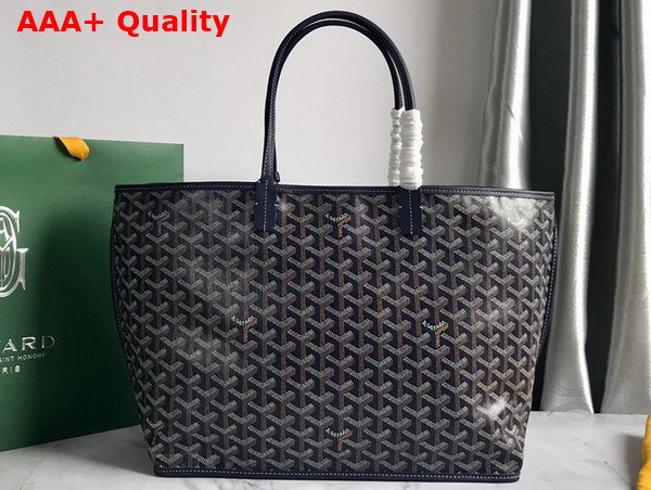 Goyard Anjou PM Bag in Navy Chevroches Calfskin and Goyardine Canvas Replica