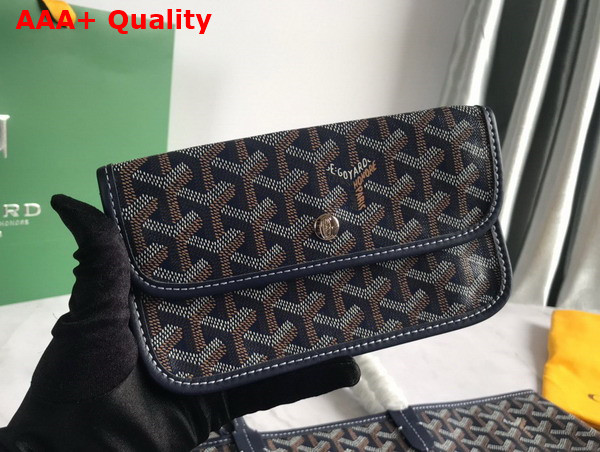 Goyard Anjou PM Bag in Navy Chevroches Calfskin and Goyardine Canvas Replica