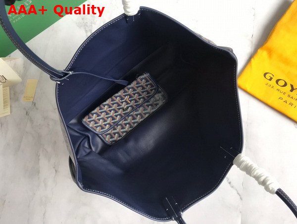 Goyard Anjou PM Bag in Navy Chevroches Calfskin and Goyardine Canvas Replica