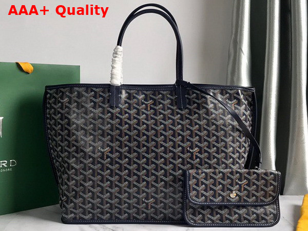 Goyard Anjou PM Bag in Navy Chevroches Calfskin and Goyardine Canvas Replica