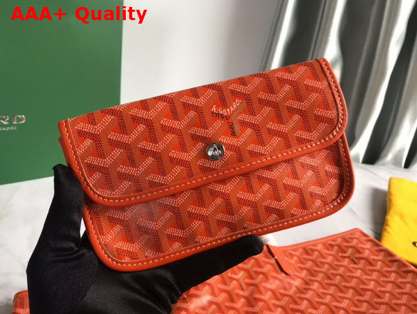 Goyard Anjou PM Bag in Orange Chevroches Calfskin and Goyardine Canvas Replica