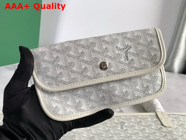 Goyard Anjou PM Bag in White Chevroches Calfskin and Goyardine Canvas Replica