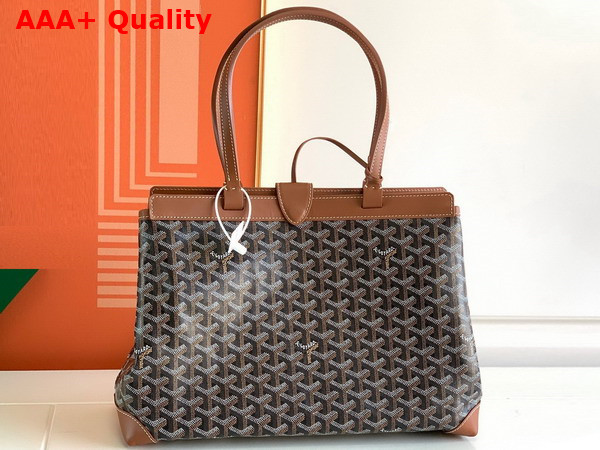 Goyard Bellechasse Biaude PM Bag Black and Tan Goyardine Canvas and Cervon Calfskin Replica