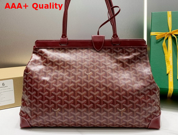 Goyard Bellechasse Biaude PM Bag in Burgundy Goyardine Canvas and Cervon Calfskin Replica