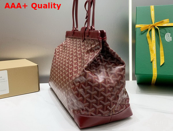 Goyard Bellechasse Biaude PM Bag in Burgundy Goyardine Canvas and Cervon Calfskin Replica