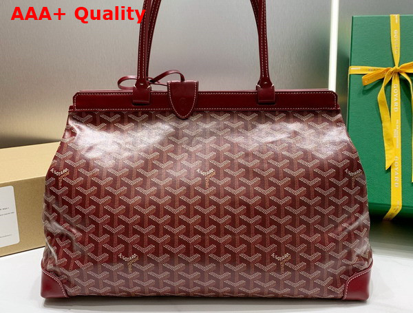 Goyard Bellechasse Biaude PM Bag in Burgundy Goyardine Canvas and Cervon Calfskin Replica