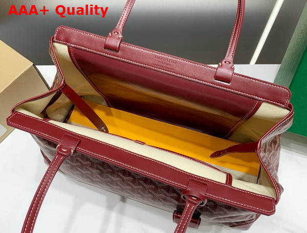 Goyard Bellechasse Biaude PM Bag in Burgundy Goyardine Canvas and Cervon Calfskin Replica