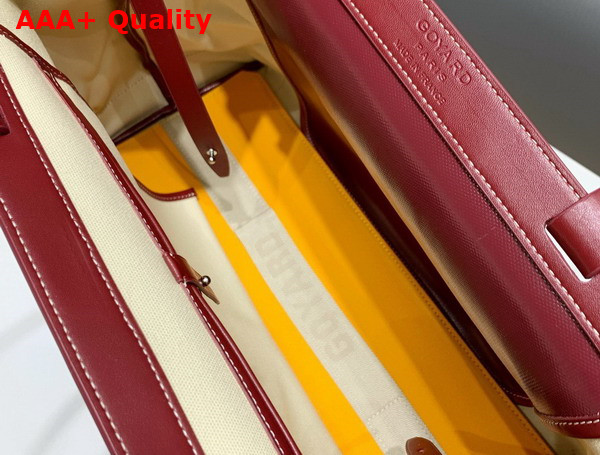 Goyard Bellechasse Biaude PM Bag in Burgundy Goyardine Canvas and Cervon Calfskin Replica