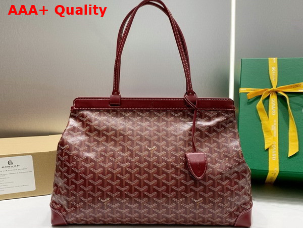 Goyard Bellechasse Biaude PM Bag in Burgundy Goyardine Canvas and Cervon Calfskin Replica