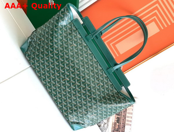 Goyard Bellechasse Biaude PM Bag in Green Goyardine Canvas and Cervon Calfskin Replica