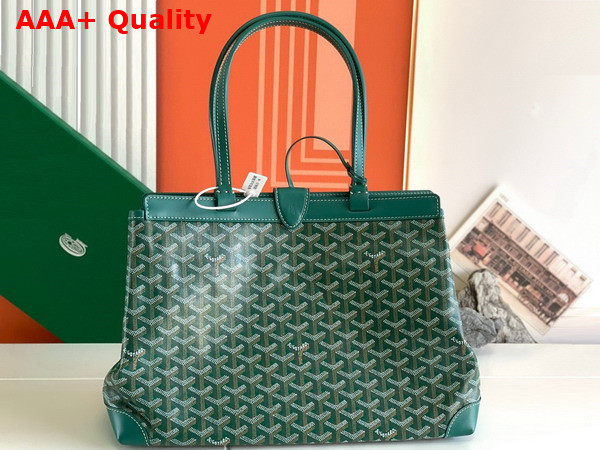 Goyard Bellechasse Biaude PM Bag in Green Goyardine Canvas and Cervon Calfskin Replica