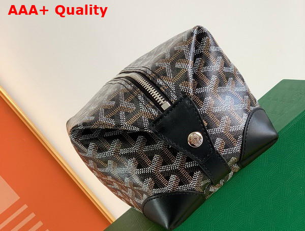 Goyard Boeing 25 Toilet Bag in Black Goyardine Canvas and Clamecy Cowhide Leather Replica