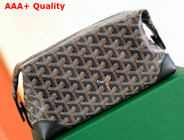 Goyard Boeing 25 Toilet Bag in Black Goyardine Canvas and Clamecy Cowhide Leather Replica