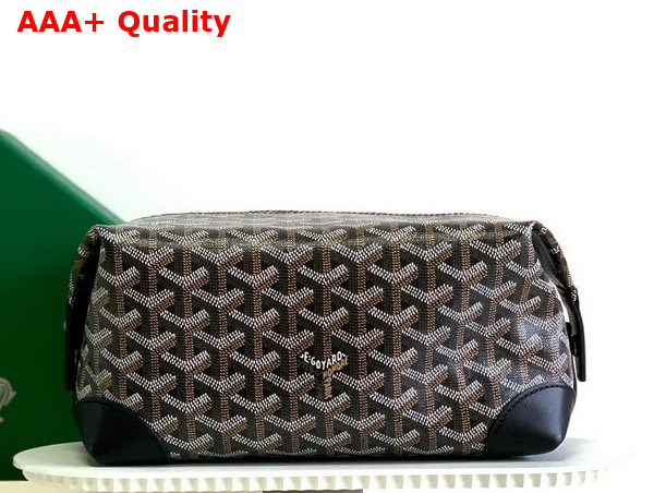 Goyard Boeing 25 Toilet Bag in Black Goyardine Canvas and Clamecy Cowhide Leather Replica