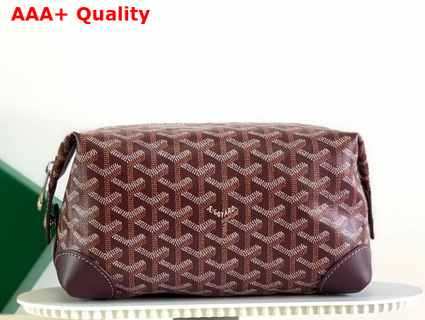 Goyard Boeing 25 Toilet Bag in Burgundy Goyardine Canvas and Clamecy Cowhide Replica